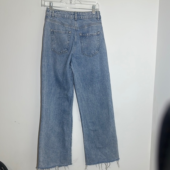 Garage Denim - Garage Blue Wide Leg Flare Jeans with Frayed Hem
